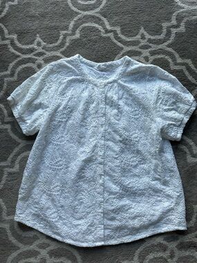 Splendid Textured White Eyelet Short Sleeve Top